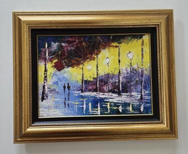 Oil on canvas - Walk under the lantern, beautiful by Dusko Dule