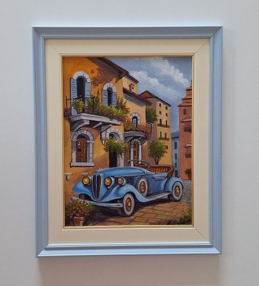 Oil on canvas - Old car, beautiful!