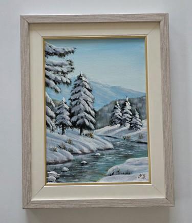 Oil on canvas - Winter Silence, a beautiful painting by Dusko Dule