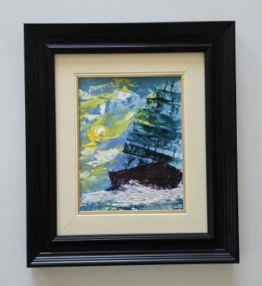 Oil on canvas - Ship beneath a restless sky by Dusko Dule