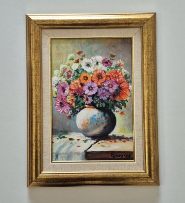 Oil on board - Sareno cvece 4, beautiful by Dusko Dule