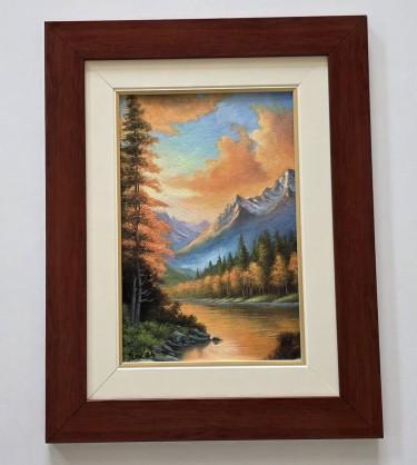 Oil on canvas - Sunset in the mountains by Dusko Dule