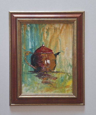 Oil on canvas - Retro teapot, beautiful painting!