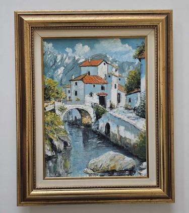 Oil on canvas - The Bridge Leading Home, beautiful by Dusko Dule