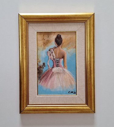 Oil on canvas - Ballerina and ballet flats, beautiful!