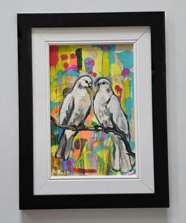 Oil on canvas - Two white doves, absolutely beautiful by Dusko Dule