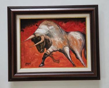 Oil on canvas - Bull, painting number one by Dusko Dule