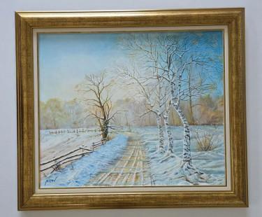 Oil on canvas - The Peace of a Winter Morning, beautiful by Dusko Dule