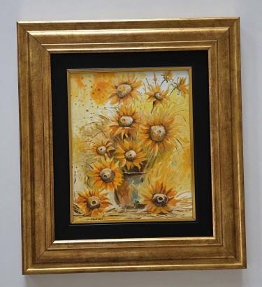 Oil on canvas - Golden sunflowers, beautiful by Dusko Dule