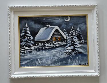 Oil on canvas - The Warmth of a Winter Home by Dusko Dule