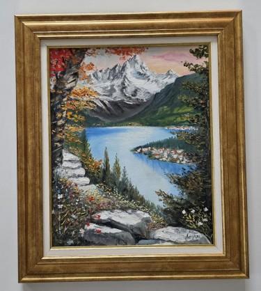 Oil on canvas - Autumn at the Mountain Lake by Dusko Dule