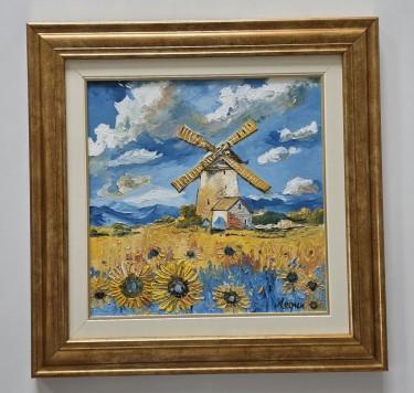 Oil on canvas - Golden Field of Sunflowers by Dusko Dule