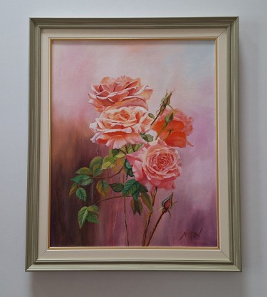 Oil on canvas - Roses, beautiful picture!