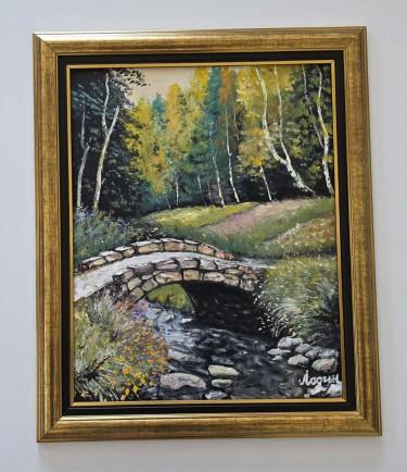 Oil on hardboard - Stone Bridge, beautiful painting by Dusko Dule
