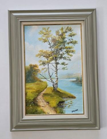 Oil on canvas - Birch on the shore by Dusko Dule