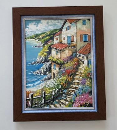 Oil on hardboard - Stairs to the sea by Dusko Dule