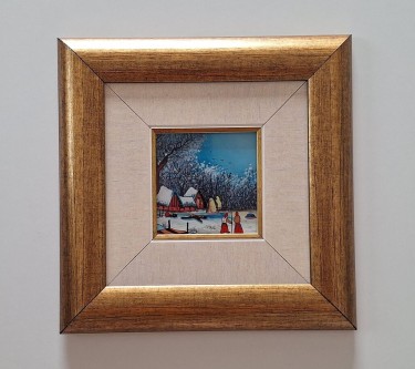 Naiva, oil on glass - Winter - A miniature