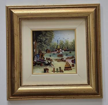 Naive, oil on glass - Homeland - rare by Dusko Dule