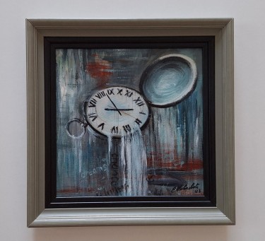 Oil on canvas - Clock, beautiful painting!