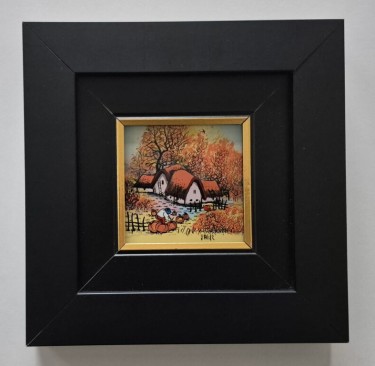 Naiva, oil on glass - Pumpkin time - Miniature by Dusko Dule