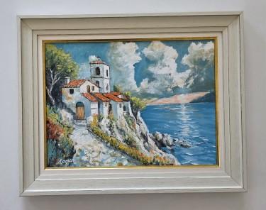 Oil on canvas - Church above the sea, beautiful by Dusko Dule