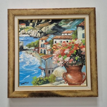 Oil on hardboard - My view of the sea by Dusko Dule
