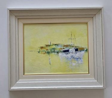Oil on canvas - Golden twilight on water by Dusko Dule