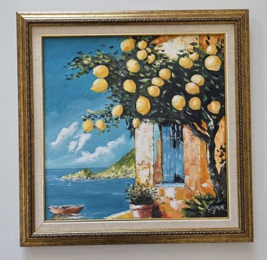 Oil on canvas - The Touch of the Sea and Lemon, beautiful by Dusko Dule