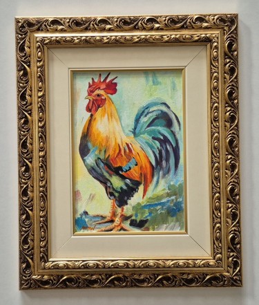 Oil on canvas - Rooster, portrait by Dusko Dule