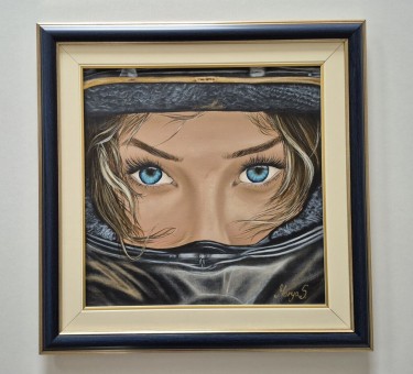 Oil on canvas - Blue eyes, beautiful painting by Dusko Dule