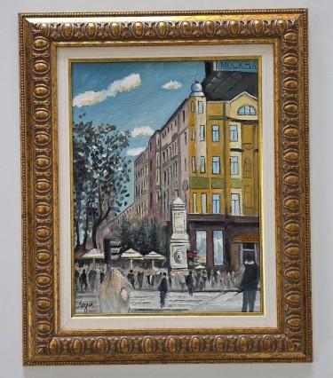 Oil on canvas - Hotel Moskva, Belgrade by Dusko Dule