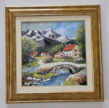 Oil on canvas - A small mountain village by Dusko Dule