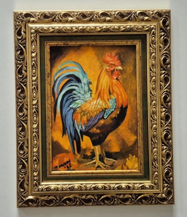 Oil on canvas - Portrait of a rooster, beautiful picture by Dusko Dule