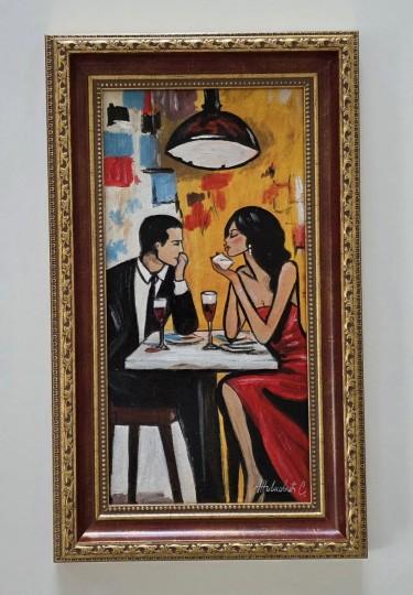 Oil on canvas - The Meeting, a beautiful painting by Dusko Dule