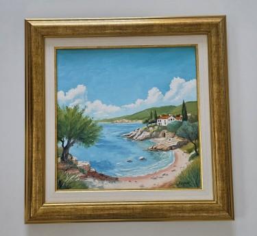 Oil on canvas - View of the beach, beautiful by Dusko Dule