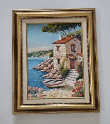 Oil on canvas - Mediterranean coast, painting two by Dusko Dule