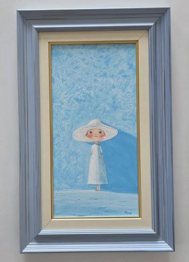 Painting - Girl and Hat, acrylic on canvas by Dusko Dule