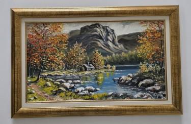 Oil on Masonite - Mountain Oasis of Silence by Dusko Dule