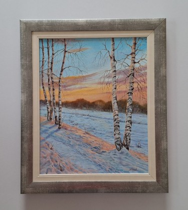 Oil on canvas - In the colors of a winter evening, beautiful!