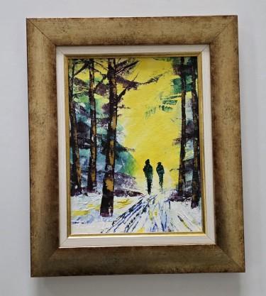 Oil on canvas - Winter walk for two by Dusko Dule