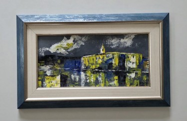 Oil on canvas - Night above the sea, beautiful picture by Dusko Dule