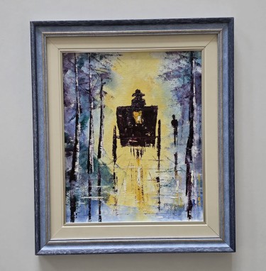 Oil on canvas - Winter carriage, beautiful by Dusko Dule