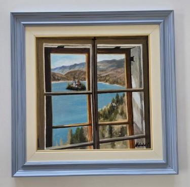 Oil on canvas - View of Lake Bled by Dusko Dule