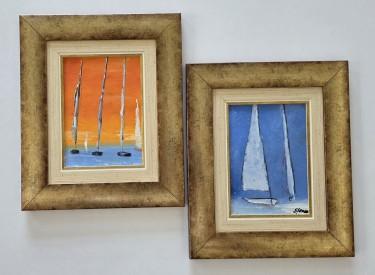 Oil on canvas - Sailing in color, 2 paintings by Dusko Dule
