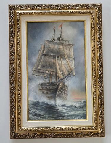 Oil on canvas - Royal Ship, a beautiful painting by Dusko Dule