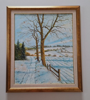 Oil on canvas - Winter trail, beautiful painting!