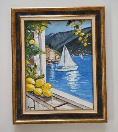 Oil on canvas - Colors of the sea and lemon, beautiful by Dusko Dule
