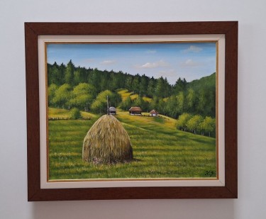 Oil on canvas - Greetings from the village, beautiful picture!