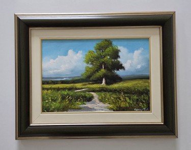 Oil on canvas - Green landscape, beautiful picture by Dusko Dule