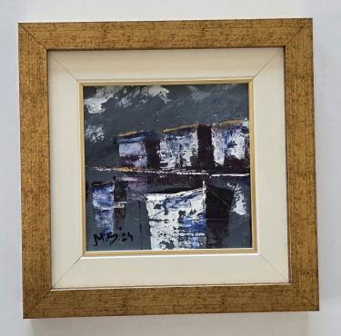 Oil on canvas - Sea at night - Miniature by Dusko Dule